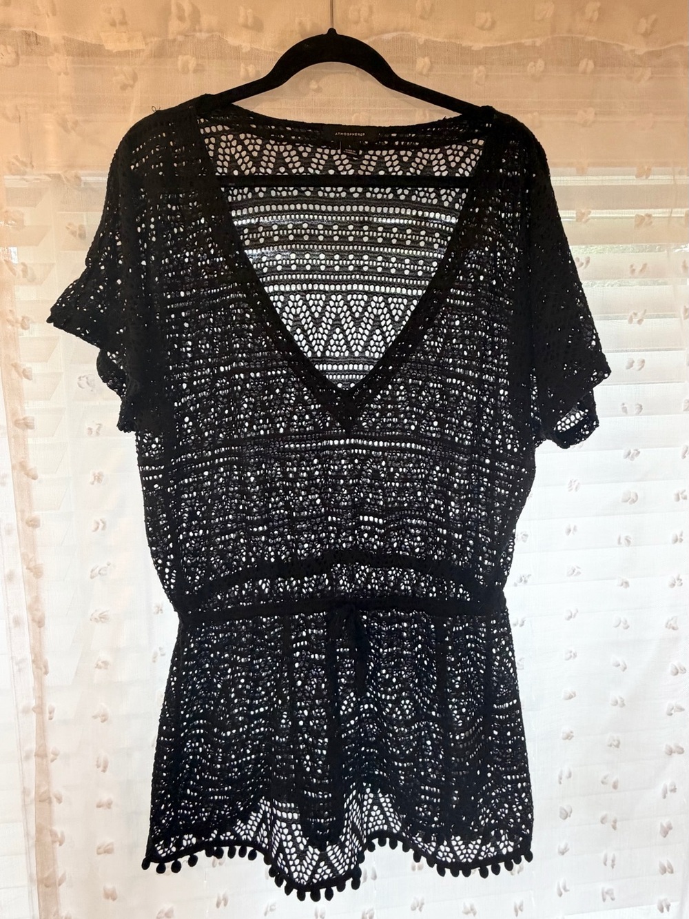 Atmosphere Black Lace Overlay Swim Top Coverup